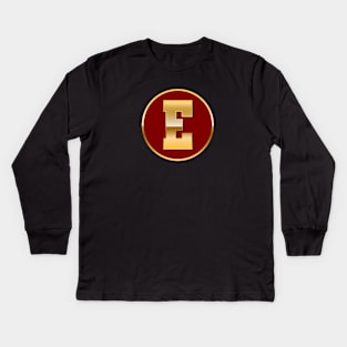 Gold letter E Kids Long Sleeve T-Shirt